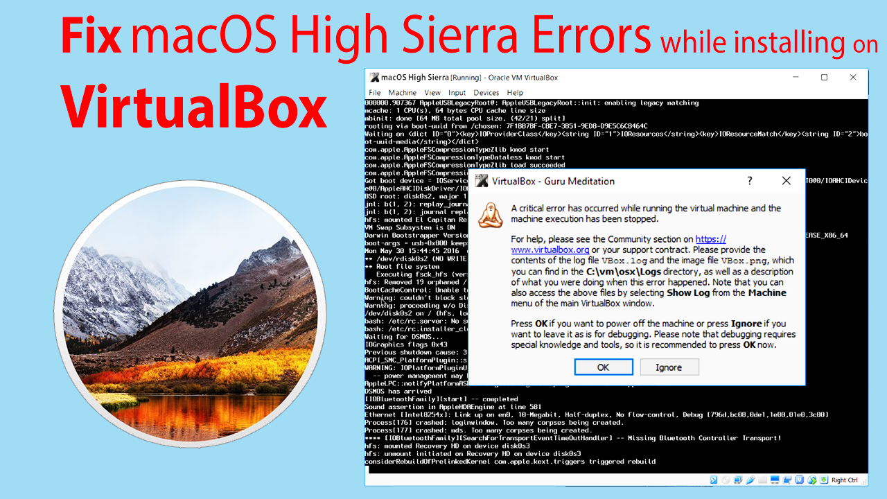 run mac os x high sierra in virtualbox for windows 10